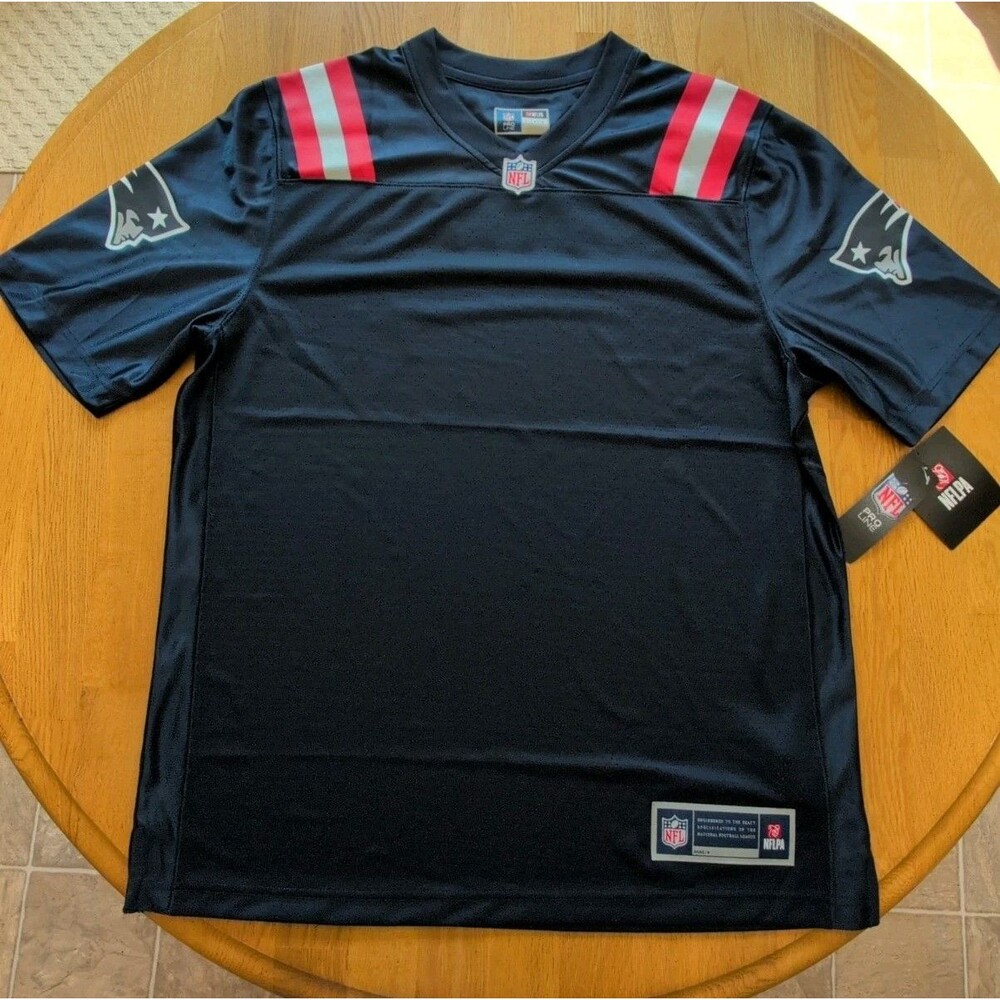 New England Patriots 2020 NFL Nike Team Jersey Shirt Mens L Blue Blank NWT
